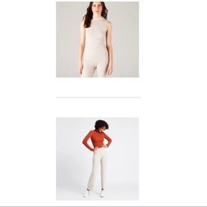 Naadam ribbed neck top and flared bottoms